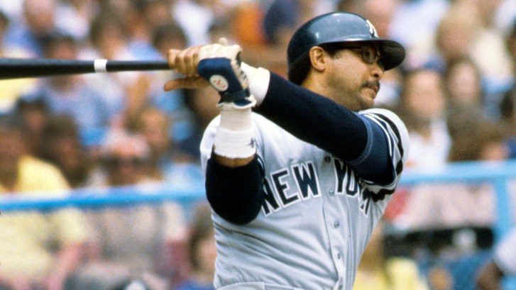 Reggie Jackson of the Yankees hits a home run