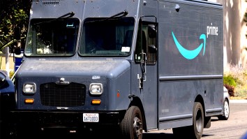 Car Crashes Head-On Into Amazon Prime Truck In Texas, Courier Limps Out And Still Makes Delivery