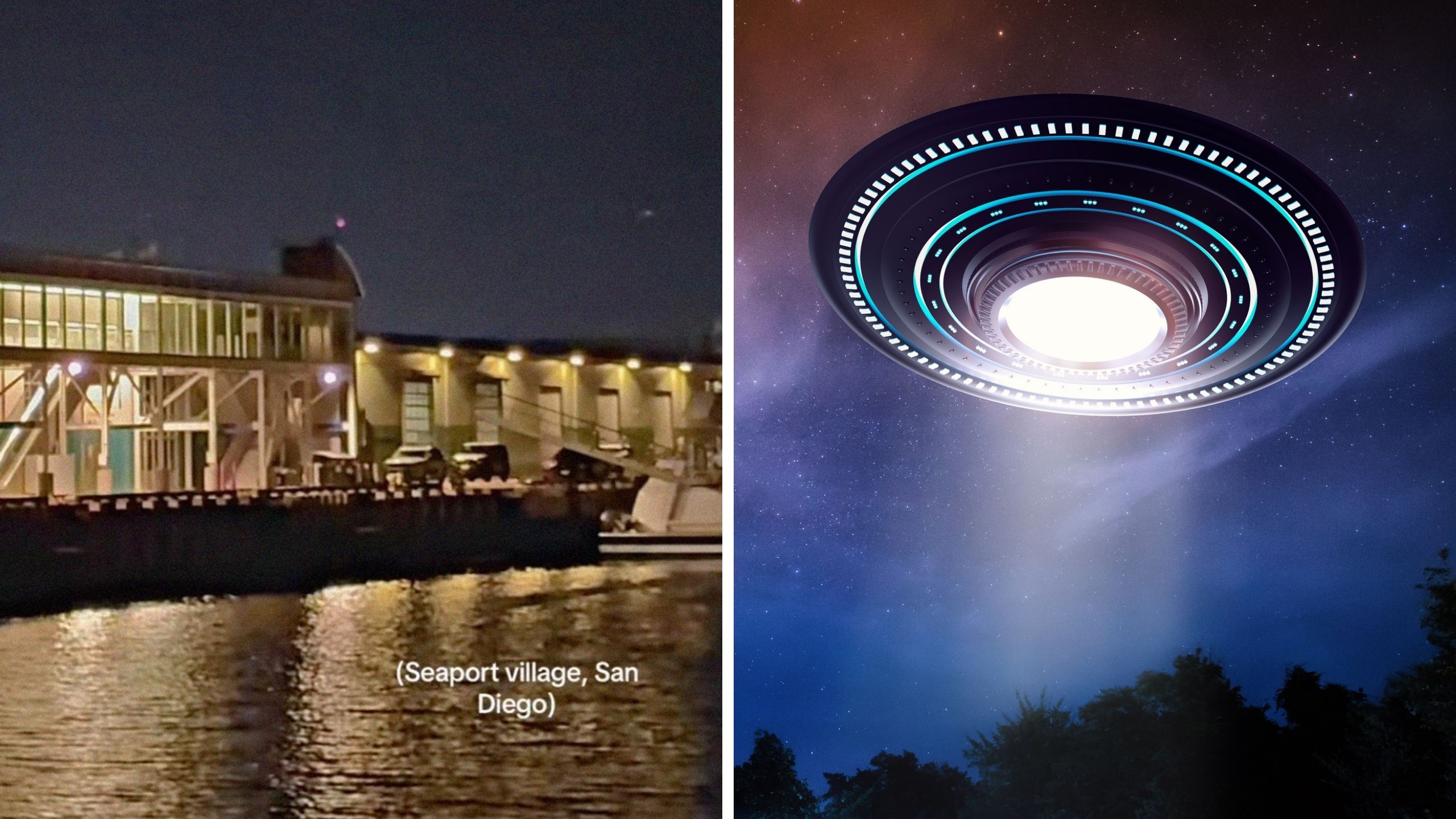 seaport village (l) spaceship (r)