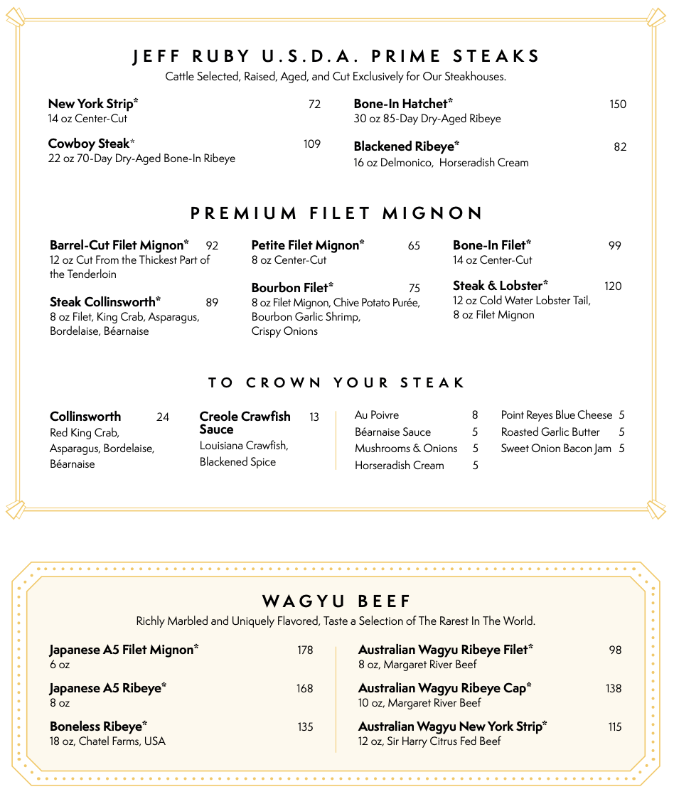 Jeff Ruby's Menu