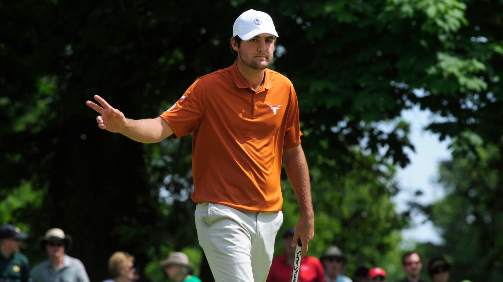 young University of Texas-Austin golfer Scottie Scheffler competing in the Men's Golf Championship at Eugene Country Club in 2016