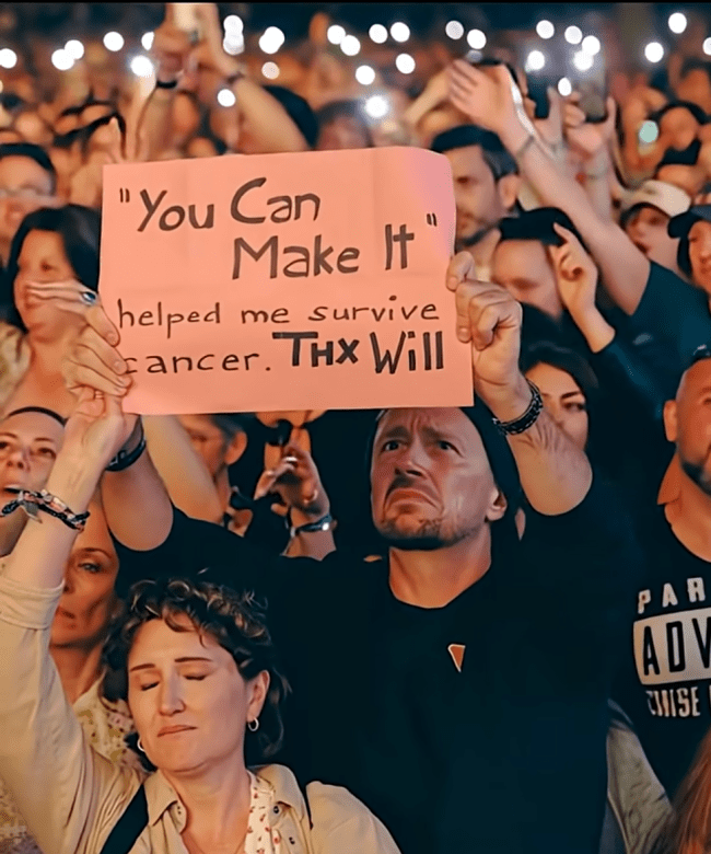 Fake person with cancer sign in Will Smith AI video