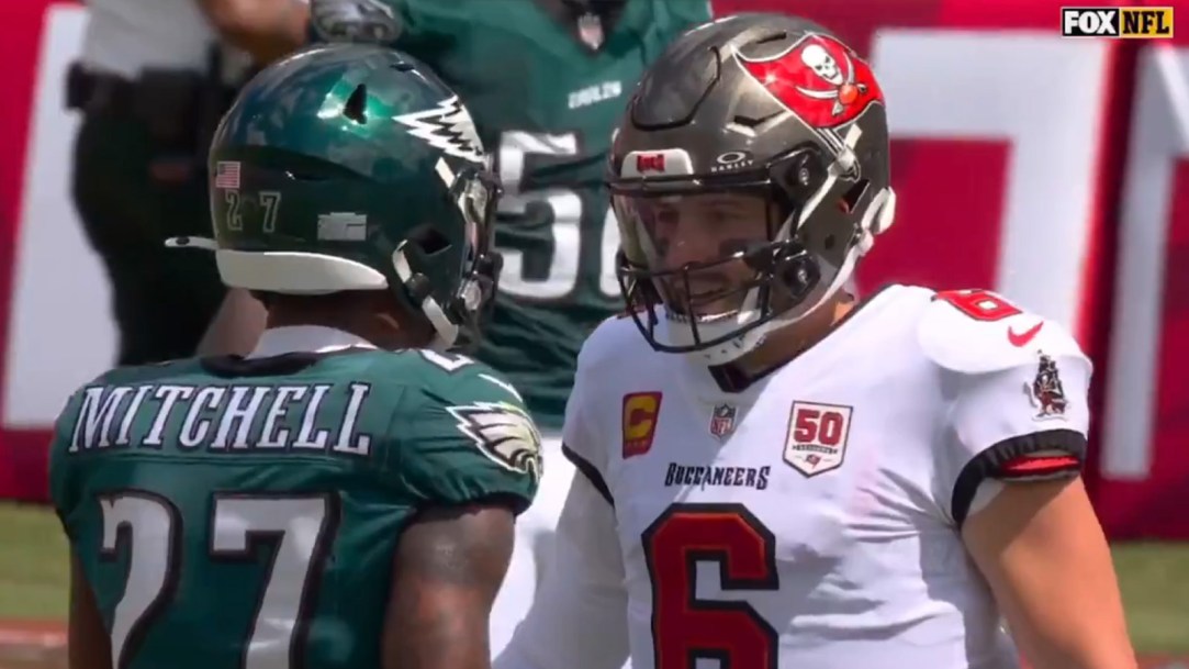 Baker Mayfield Fight Quinyon Mitchell Tristan Wirfs