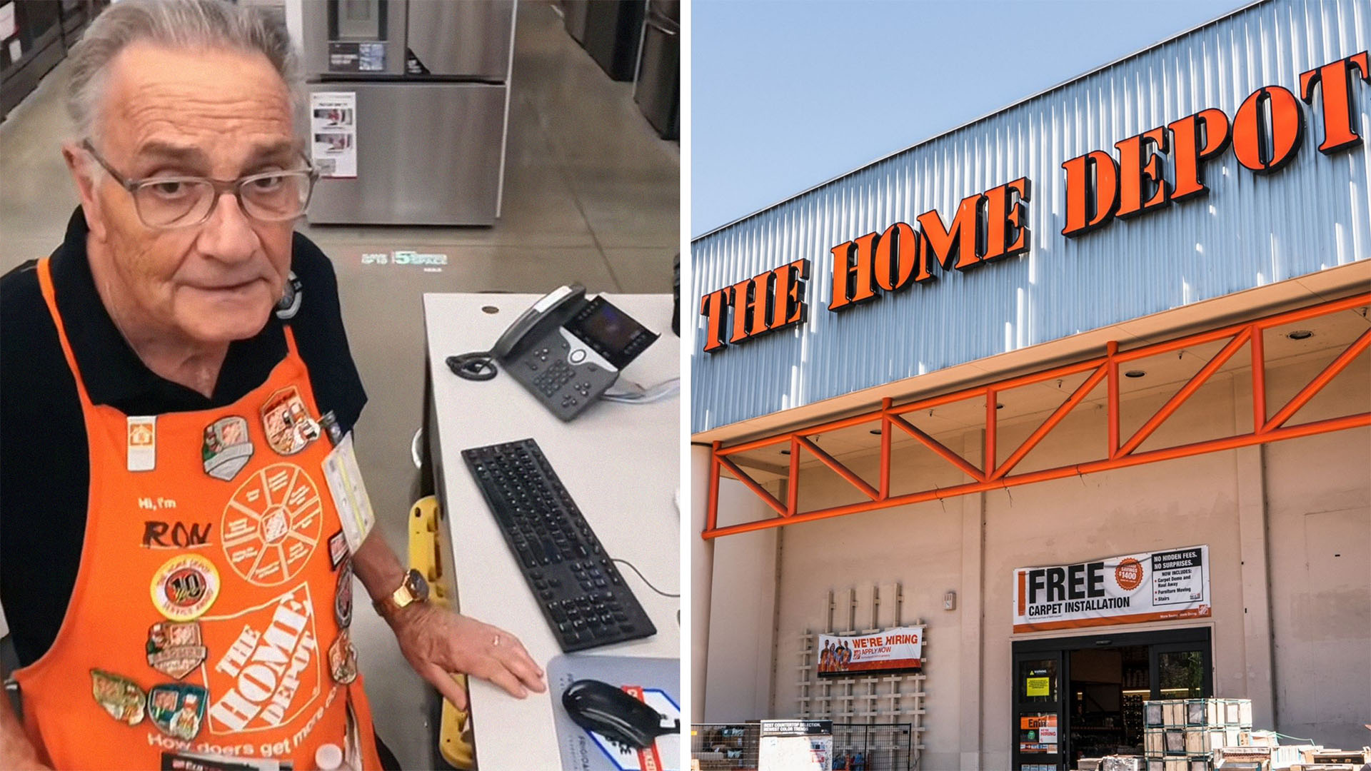 freezer interior (l) the home depot logo (r)