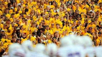 Missouri Fan Sacrifices Chance To Win $25k In FG Contest By Kicking Ball At Kansas’ Sideline & Showing Off ‘F KU’ Shirt