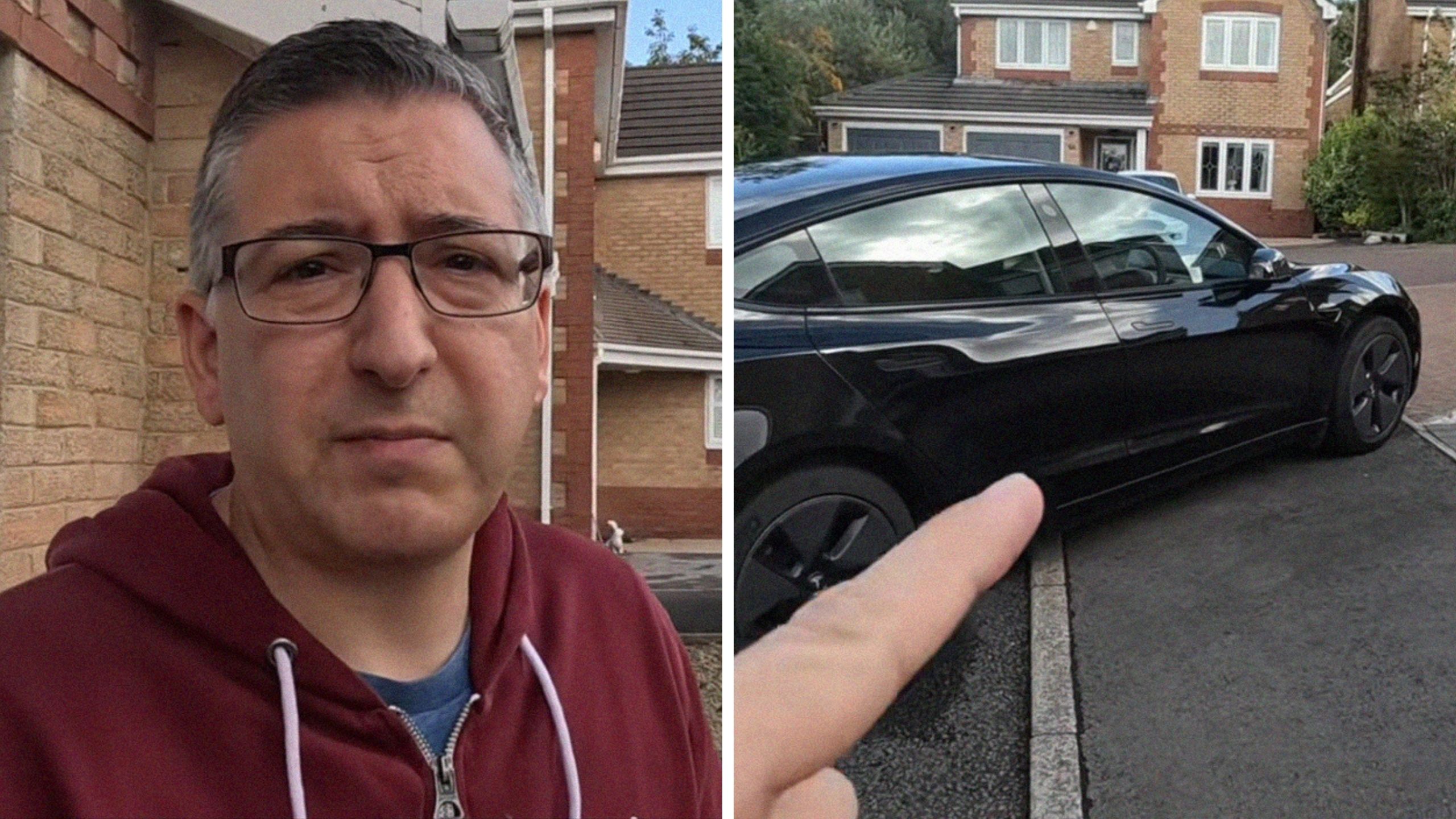 man shares tesla experience (l) tesla (r)