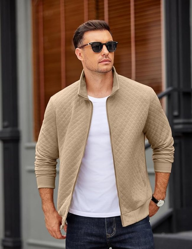 Zip Up Mock Neck Quilted Jacket