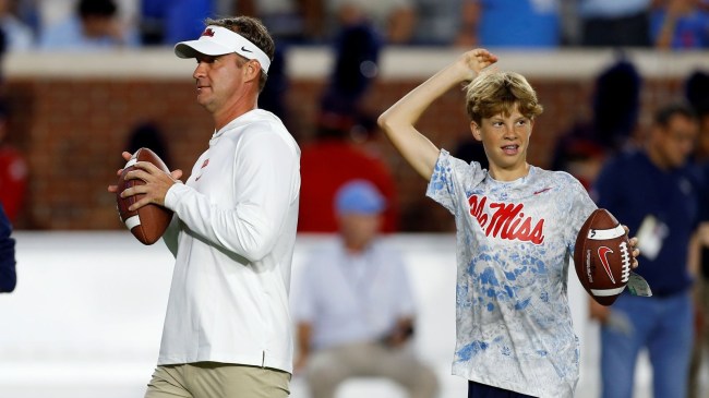 Ole Miss coach Lane Kiffin and son Knox