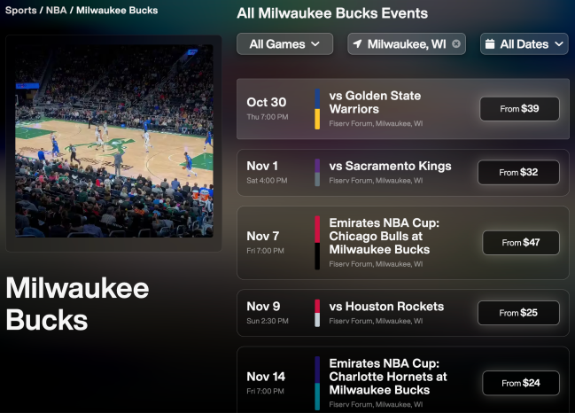 XP Tickets for the Milwaukee Bucks