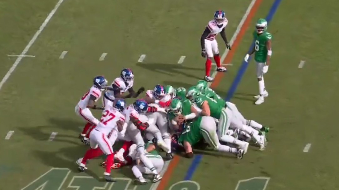 Philadelphia Eagles Tush Push Controversy Forward Progress Fumble Giants