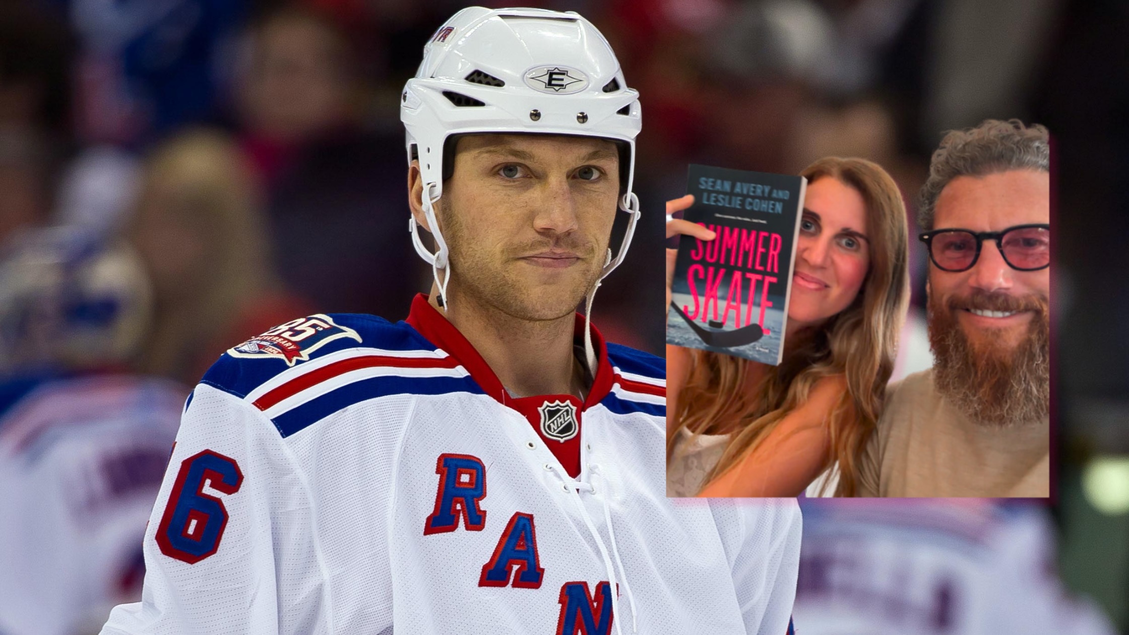 Sean Avery and Leslie Cohen with their 2025 romance novel Summer Skate